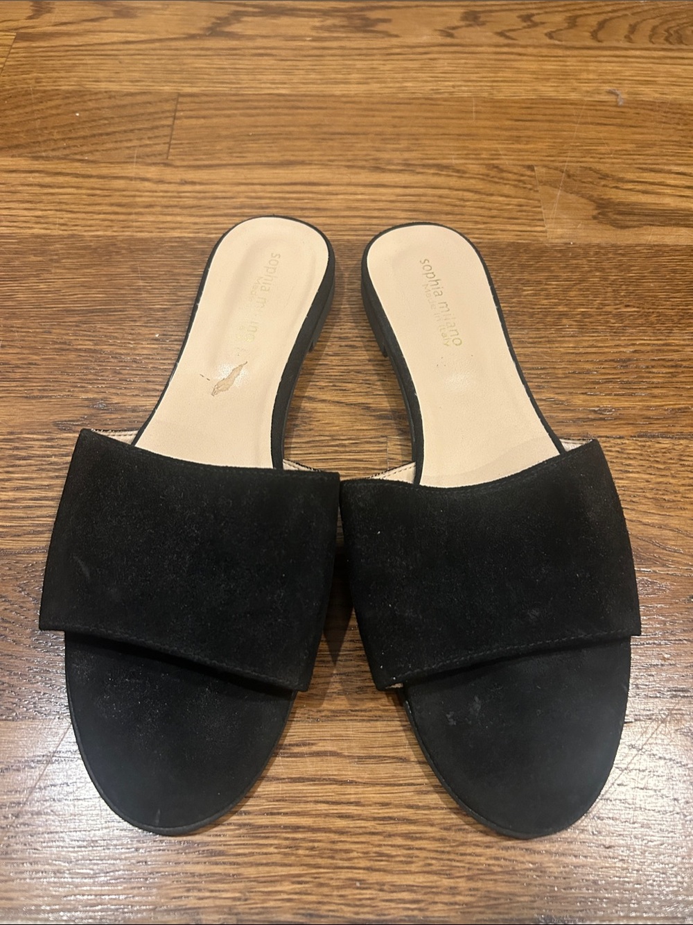 Sophia Milano Black Suede Slide Mule